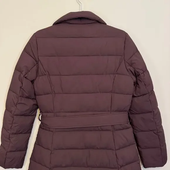 Tahari Puffer Coat Womens S Merlot Down Waterfowl Quilted Belted Winter Outdoor - Picture 4 of 8